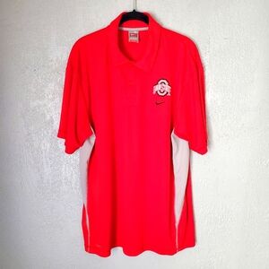 Ohio State OSU Buckeyes Mens XL Red Grey Nike Team Nike Fit Dry Golf Polo Shirt